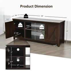 Tangkula Barn Door TV Stand, TV Console Table for TVs up to 65 Inch