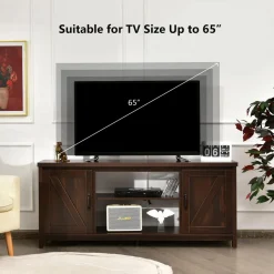 Tangkula Barn Door TV Stand, TV Console Table for TVs up to 65 Inch