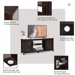 Tangkula Barn Door TV Stand, TV Console Table for TVs up to 65 Inch