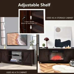 Tangkula Barn Door TV Stand, TV Console Table for TVs up to 65 Inch