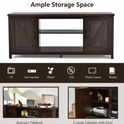 Tangkula Barn Door TV Stand, TV Console Table for TVs up to 65 Inch