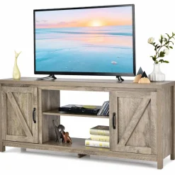 Tangkula Barn Door TV Stand, TV Console Table for TVs up to 65 Inch