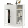 Tangkula Bathroom Cabinet, Floor Storage Cabinet with Doors and Shelves