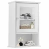 Tangkula Bathroom Cabinet, Wall Mounted Storage Organizer W/Door and Open Shelf, Hanging Medicine Cabinet, White