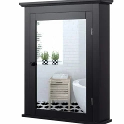 Tangkula Bathroom Cabinet with Mirror, Mirrored Wall-Mounted Storage Medicine Cabinet