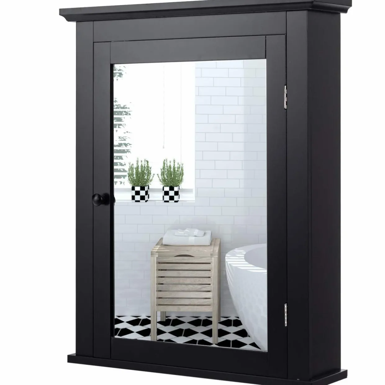 Tangkula Bathroom Cabinet with Mirror, Mirrored Wall-Mounted Storage Medicine Cabinet
