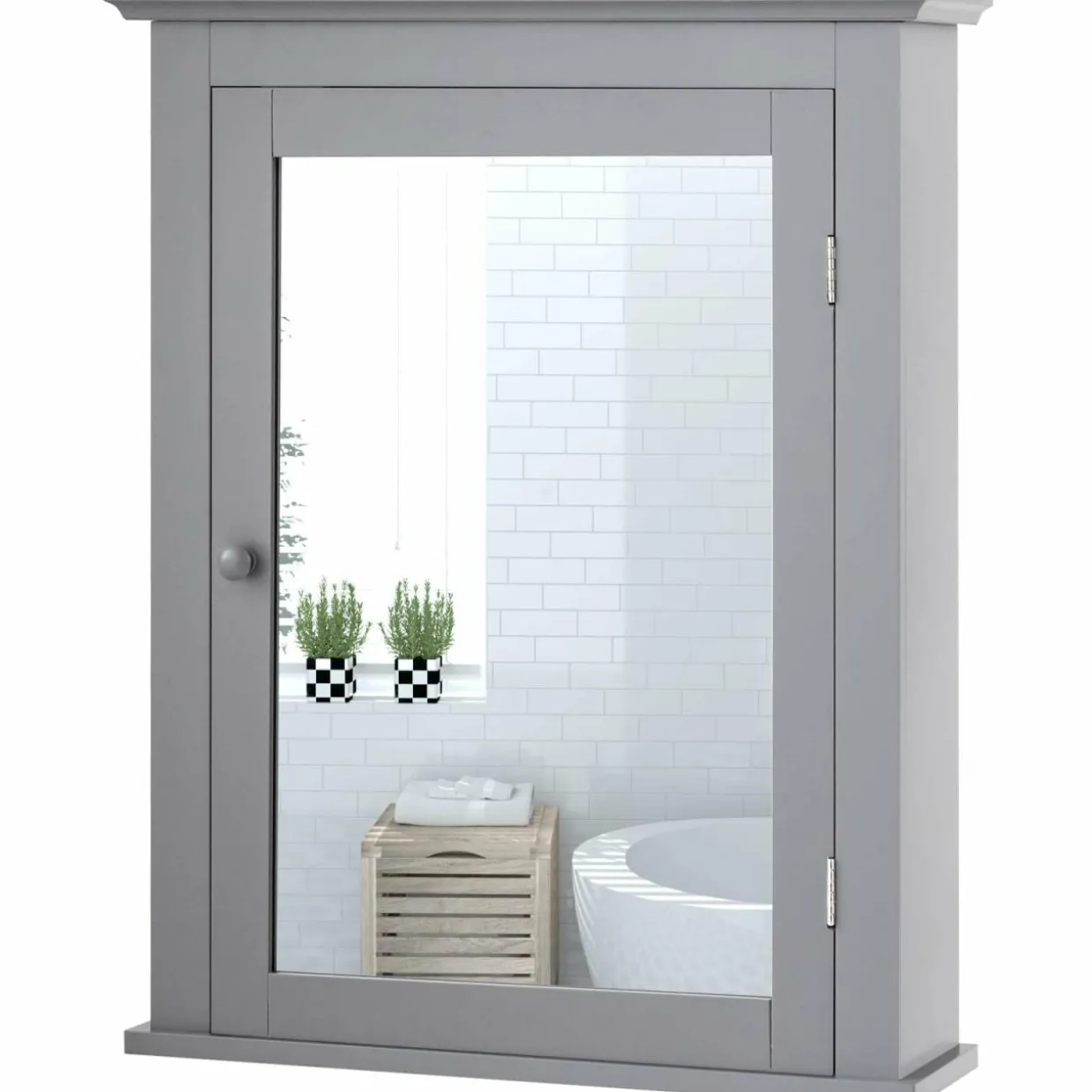 Tangkula Bathroom Cabinet with Mirror, Mirrored Wall-Mounted Storage Medicine Cabinet