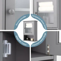 Tangkula Bathroom Cabinet, Wall Mounted Storage Organizer W/Door and Open Shelf, Hanging Medicine Cabinet, White