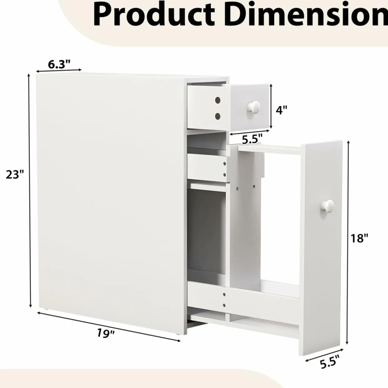 Tangkula Bathroom Cabinet, Wooden Bathroom Storage Cabinet, Home Kitchen Living Room Bathroom Toilet Narrow Floor Organizer