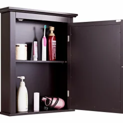 Tangkula Bathroom Cabinet with Mirror, Mirrored Wall-Mounted Storage Medicine Cabinet