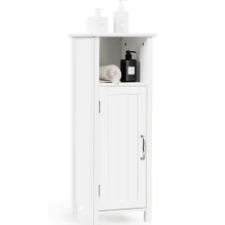 Tangkula Bathroom Floor Cabinet, Multifunctional Storage Cabinet with Anti-Tipping Device