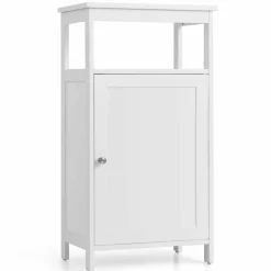 Tangkula Bathroom Floor Cabinet, Single Door Floor Cabinet with Adjustable Shelf
