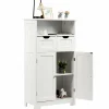 Tangkula Bathroom Floor Cabinet, Storage Cabinet w/One Open Shelf Two Doors and Two Adjustable Drawers, Standing Cupboard for Kitchen