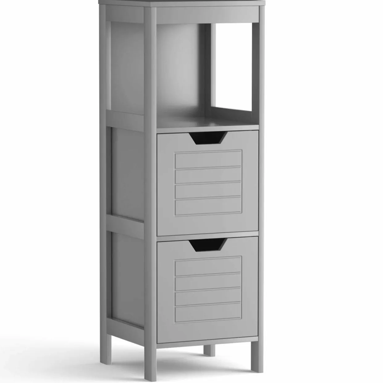 Tangkula Bathroom Floor Cabinet, Multifunctional Wooden Storage Cabinet with 2 Adjustable Drawers