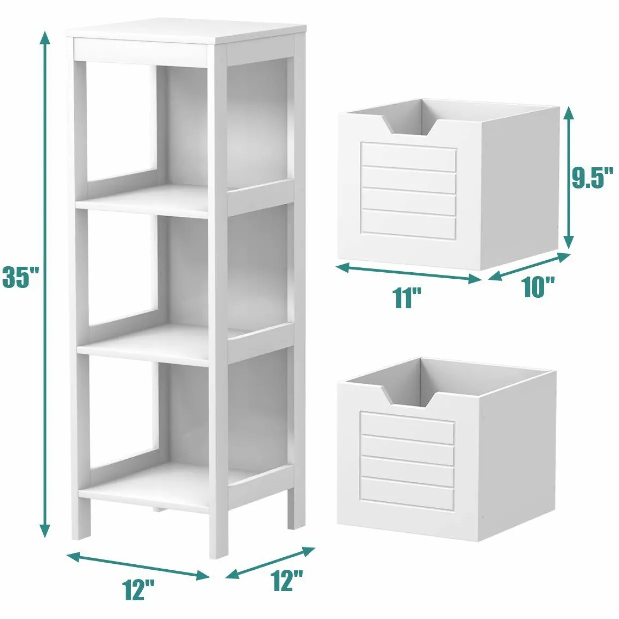 Tangkula Bathroom Floor Cabinet, Multifunctional Wooden Storage Cabinet with 2 Adjustable Drawers