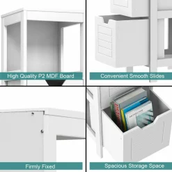 Tangkula Bathroom Floor Cabinet, Multifunctional Wooden Storage Cabinet with 2 Adjustable Drawers