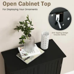 Tangkula Bathroom Floor Cabinet, Freestanding Side Storage Cabinet w/ 3 Drawers & 1 Cupboard