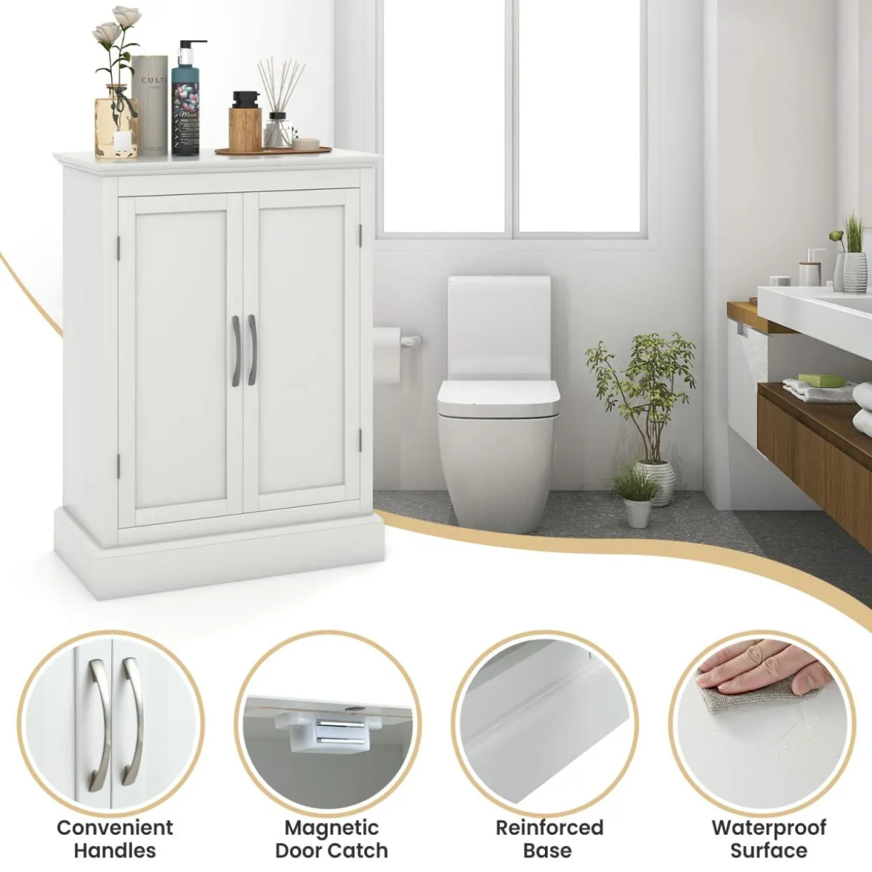 Tangkula Bathroom Floor Cabinet