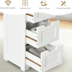 Tangkula Bathroom Floor Cabinet with 4 Drawers, 12 x 12 x 33 Inch