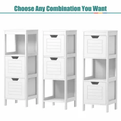 Tangkula Bathroom Floor Cabinet, Multifunctional Wooden Storage Cabinet with 2 Adjustable Drawers