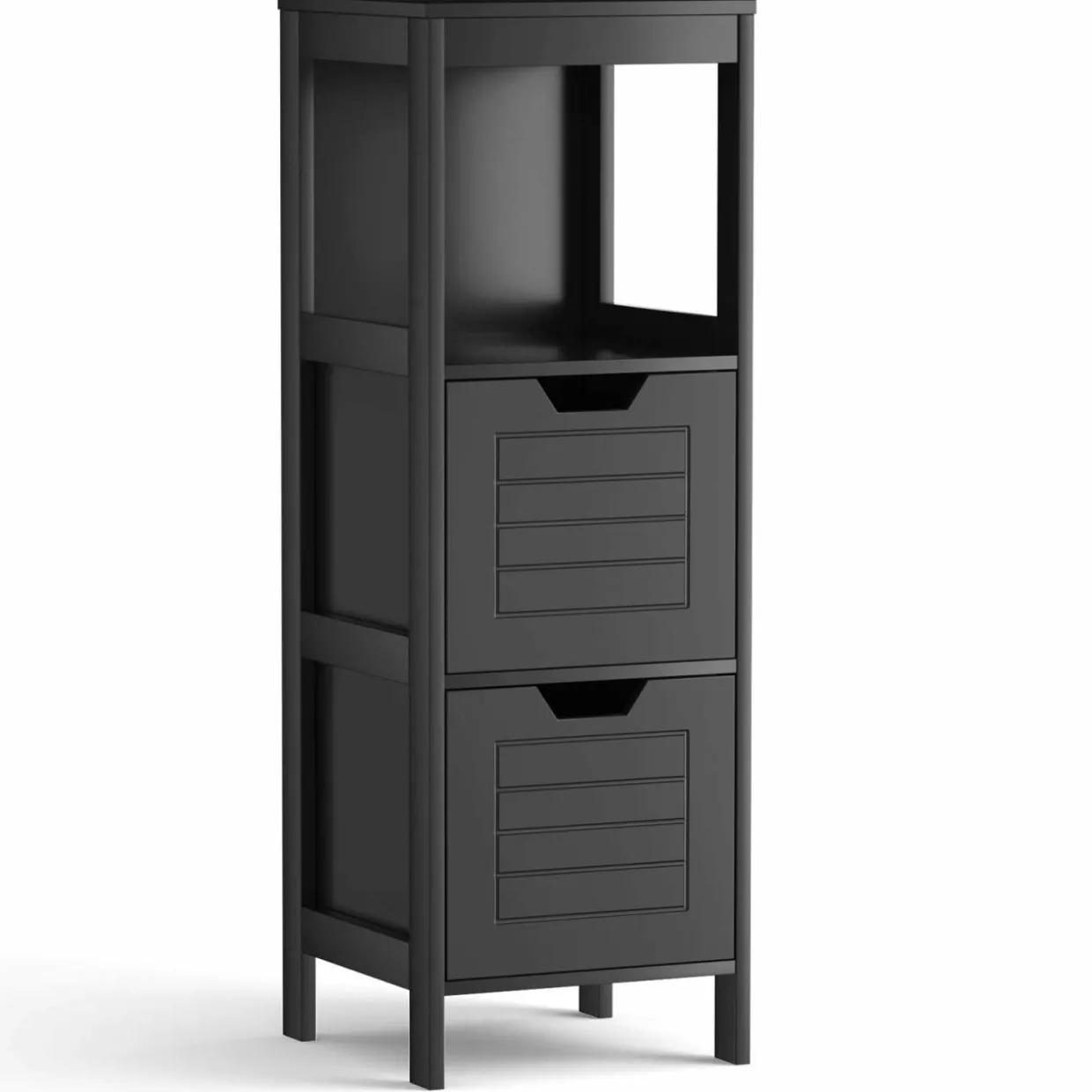 Tangkula Bathroom Floor Cabinet, Multifunctional Wooden Storage Cabinet with 2 Adjustable Drawers