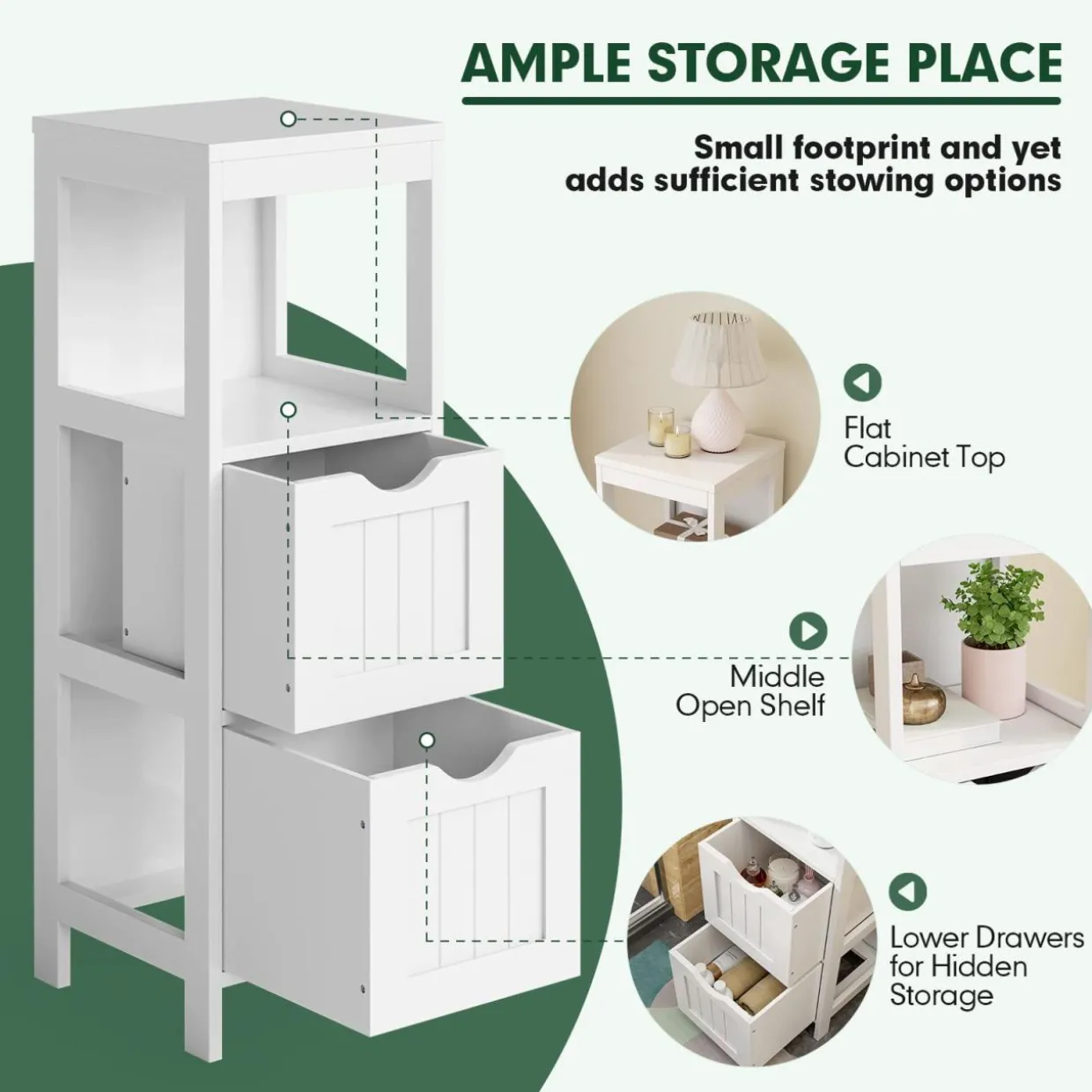 Tangkula Bathroom Floor Storage Cabinet
