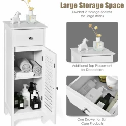 Tangkula Bathroom Floor Storage Cabinet