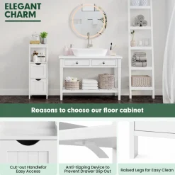 Tangkula Bathroom Floor Storage Cabinet