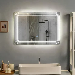 Tangkula Bathroom LED Mirror, Wall Mounted Makeup Vanity Mirror, Dressing Room, 27.5