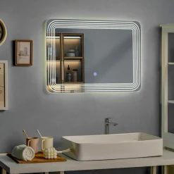 Tangkula Bathroom LED Mirror, Wall Mounted Makeup Vanity Mirror, Dressing Room, 27.5