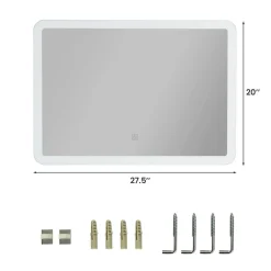 Tangkula Bathroom LED Mirror, Wall-Mounted Makeup Vanity Mirror, Dressing Room, 27.5