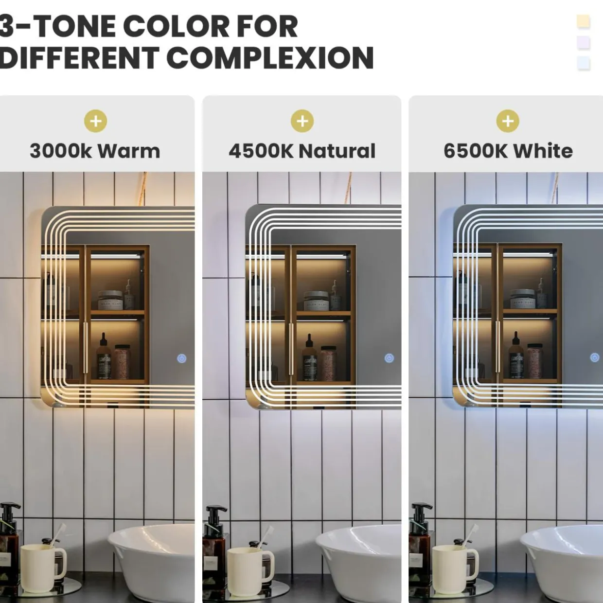Tangkula Bathroom LED Mirror, Wall Mounted Makeup Vanity Mirror, Dressing Room, 27.5