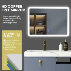 Tangkula Bathroom LED Mirror, Wall-Mounted Makeup Vanity Mirror, Dressing Room, 27.5