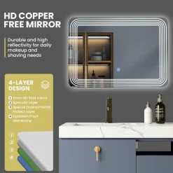 Tangkula Bathroom LED Mirror, Wall Mounted Makeup Vanity Mirror, Dressing Room, 27.5