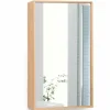 Tangkula Bathroom Medicine Cabinet, Wall Mounted Bamboo Bathroom Cabinet with Single Mirror Door