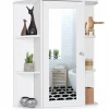 Tangkula Bathroom Medicine Cabinet, Wall Mounted Bathroom Cabinet with Mirror Door and Shelves