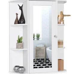 Tangkula Bathroom Medicine Cabinet, Wall Mounted Bathroom Cabinet with Mirror Door and Shelves