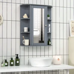 Tangkula Bathroom Medicine Cabinet, Wall Mounted Bathroom Cabinet with Mirror Door and Shelves