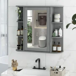 Tangkula Bathroom Medicine Cabinet with Mirror with Mirror, Wall Mounted Bathroom Storage Cabinet