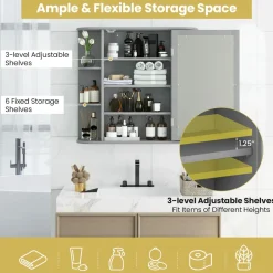 Tangkula Bathroom Medicine Cabinet with Mirror with Mirror, Wall Mounted Bathroom Storage Cabinet