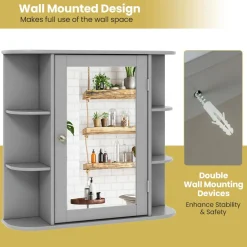 Tangkula Bathroom Medicine Cabinet with Mirror with Mirror, Wall Mounted Bathroom Storage Cabinet