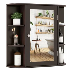 Tangkula Bathroom Medicine Cabinet with Mirror with Mirror, Wall Mounted Bathroom Storage Cabinet