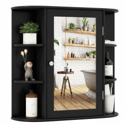 Tangkula Bathroom Medicine Cabinet with Mirror with Mirror, Wall Mounted Bathroom Storage Cabinet