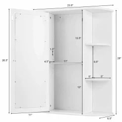 Tangkula Bathroom Medicine Cabinet, Wall Mounted Bathroom Cabinet with Mirror Door and Shelves