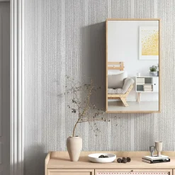 Tangkula Bathroom Medicine Cabinet, Wall Mounted Bamboo Bathroom Cabinet with Single Mirror Door
