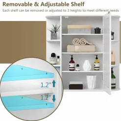 Tangkula Bathroom Medicine Cabinet with Mirror with Mirror, Wall Mounted Bathroom Storage Cabinet