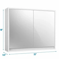 Tangkula Bathroom Medicine Cabinet, 2-Tier Wall-Mounted Storage Cabinet with Double Mirror Doors