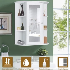 Tangkula Bathroom Medicine Cabinet, Wall Mounted Bathroom Cabinet with Mirror Door and Shelves