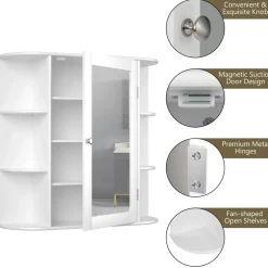 Tangkula Bathroom Medicine Cabinet with Mirror with Mirror, Wall Mounted Bathroom Storage Cabinet