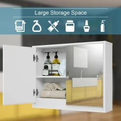 Tangkula Bathroom Medicine Cabinet, 2-Tier Wall-Mounted Storage Cabinet with Double Mirror Doors